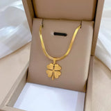 Golden Necklace with a Clover Pendant