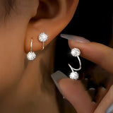 Light luxury earrings with spiral balls and rhinestones