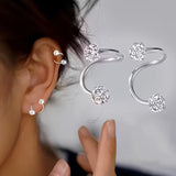 Light luxury earrings with spiral balls and rhinestones