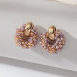 Pair of bohemian handcrafted earrings with beads