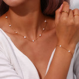 Stainless steel pearl necklace and bracelet set