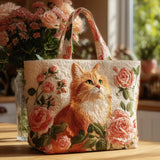Handicraft Red Cat Bag with Roses