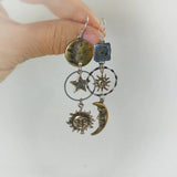 Sun and Moon Pendant Earrings