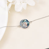 Adjustable silver bracelet with a dog charm