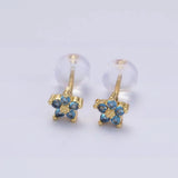 Nail earrings with delicate flowers