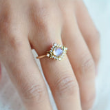 Smooth ring with a moonstone