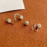 Light luxury earrings with spiral balls and rhinestones