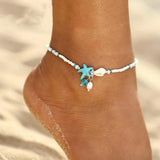 Stars and Shells with Natural Stones Anklet