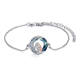 Adjustable silver bracelet with a dog charm