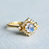 Smooth ring with a moonstone