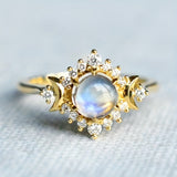 Smooth ring with a moonstone