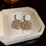 Square-shaped drop earrings