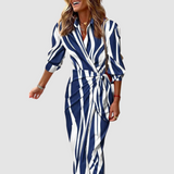 Cecilia™ Elegantne Rikkaliku Triibuga Kleid