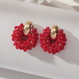 Pair of bohemian handcrafted earrings with beads