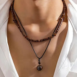 A luxurious man's necklace with turquoise and tiger's eye.