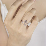 Handmade ring with footprint and heart - adjustable, 925 silver