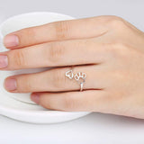 Handmade ring with footprint and heart - adjustable, 925 silver