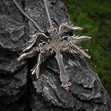 Necklace with a cross and a six-winged angel