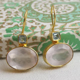 White crystal with gold vintage earrings