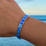 Silver bracelet with blue opal