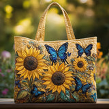 Handmade Bag with Sunflowers and Blue Butterflies