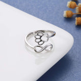 Handmade ring with footprint and heart - adjustable, 925 silver