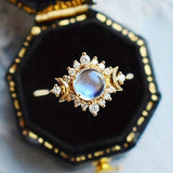 Smooth ring with a moonstone