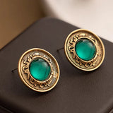 Golden Turquoise Crystal Earrings