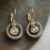 Classic earrings with cubic zirconia and gold
