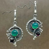 Silver earrings with turquoise crystals
