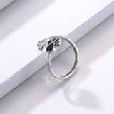 Handmade ring with footprint and heart - adjustable, 925 silver