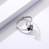 Handmade ring with footprint and heart - adjustable, 925 silver