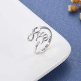Handmade ring with footprint and heart - adjustable, 925 silver