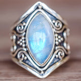 Silver Moon Stone Ring