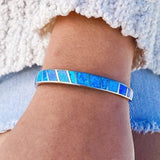 Silver bracelet with blue opal