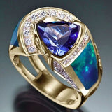 Vintage Blue Ocean Crystal Ring