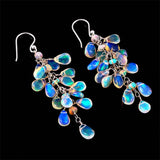 Beautiful moonstone earrings in the shape of plant leaves
