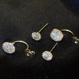 Double-sided stud earrings with cubic zirconia
