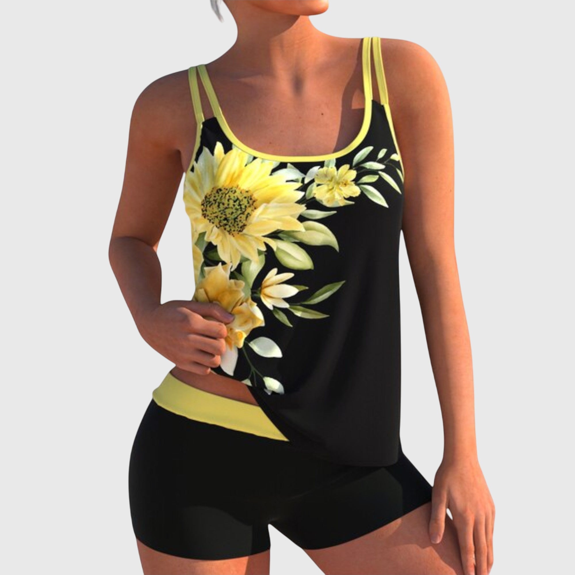 Flor – Lillene tankini lühikeste pükstega, lame kõhu efekt
