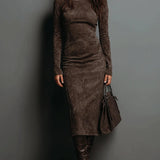 Mildred™ Elegantne Suede Maxi Kleid