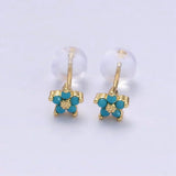 Nail earrings with delicate flowers