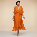 Monica – Chiffon dress with V-neck