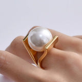 Golden Ring with Vintage Pearls