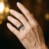 Old gold and blue crystal ring