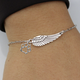 Silver memorial ribbon with an angel wing and footprint | Handmade