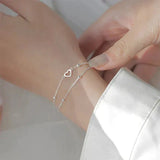 Adjustable Silver Bracelet with a Heart