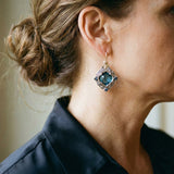 Blue Crystal Earrings in Gold and Silver Tone