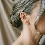 Diamond and pearl earrings with a gold finish
