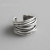 Adjustable sterling silver layered ring