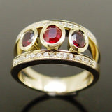 Golden Vintage Ring with Red Zircon